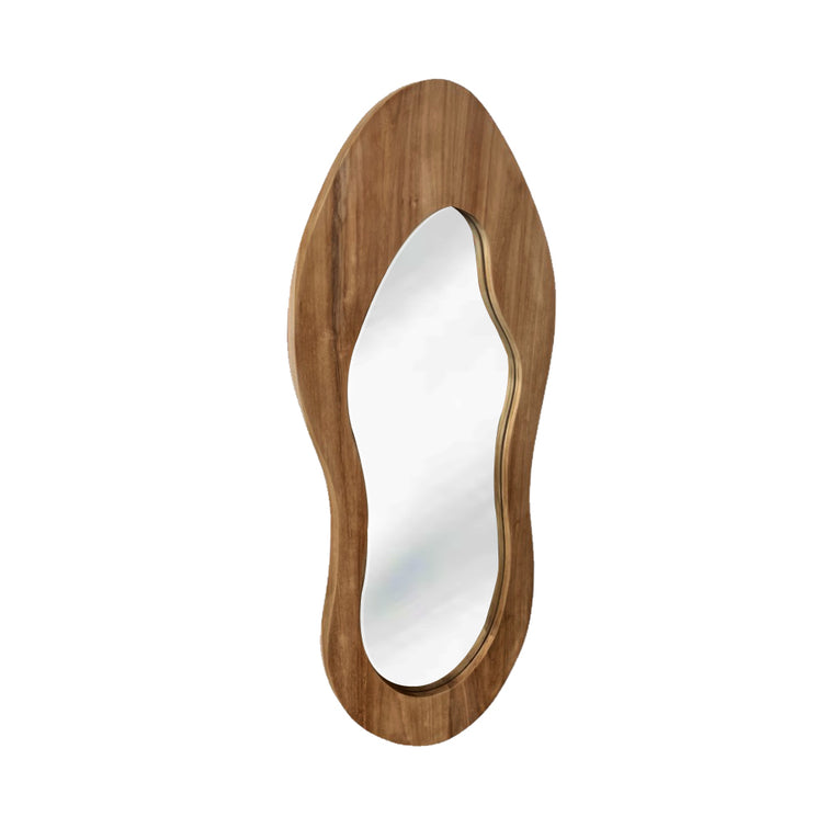 Wave Teak Mirror