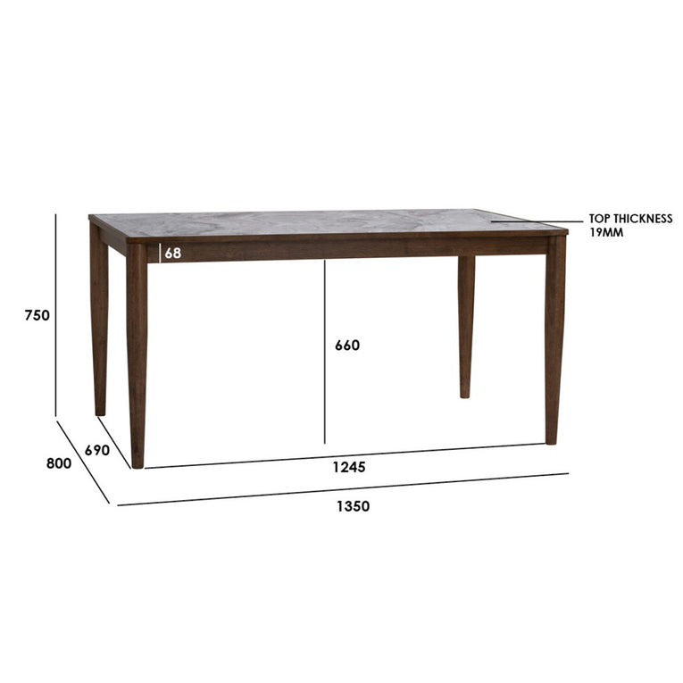 Andrea Walnut/Marble Dining Table-1.35m