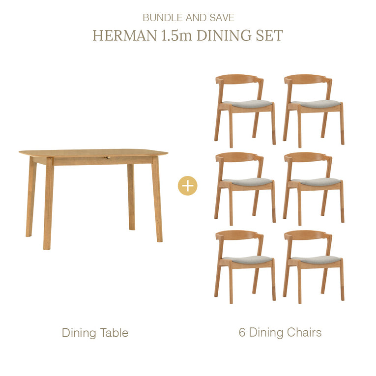 Herman Extendable Dining Set - 1.5m