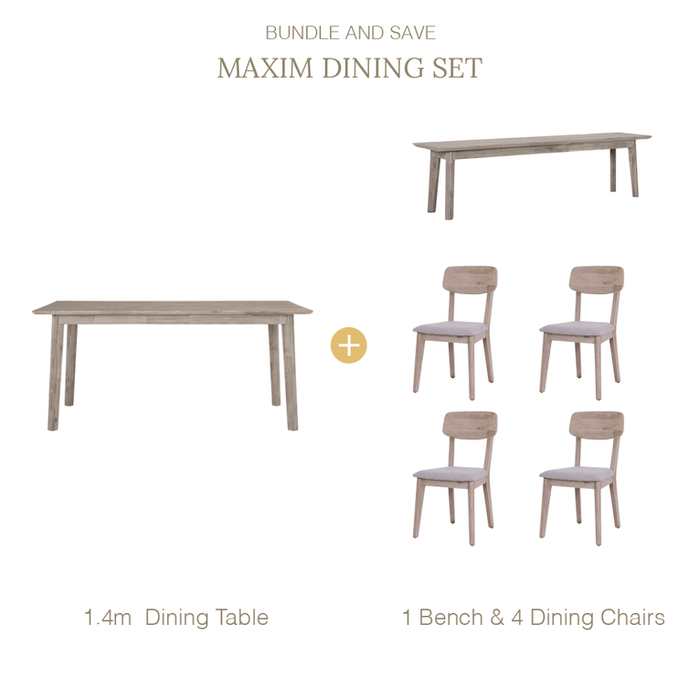 Maxim Dining Bench Set-Taupe