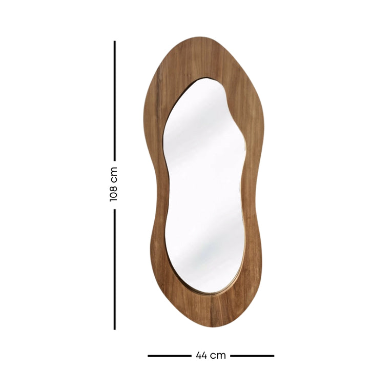 Wave Teak Mirror