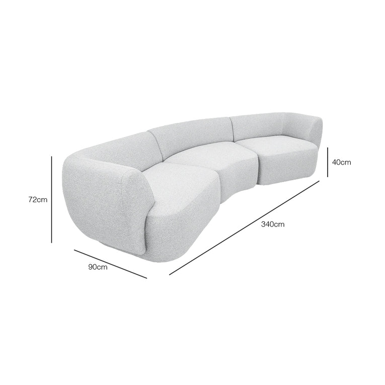 Pebble Curve 4 Seater Sectional Sofa - EcoClean