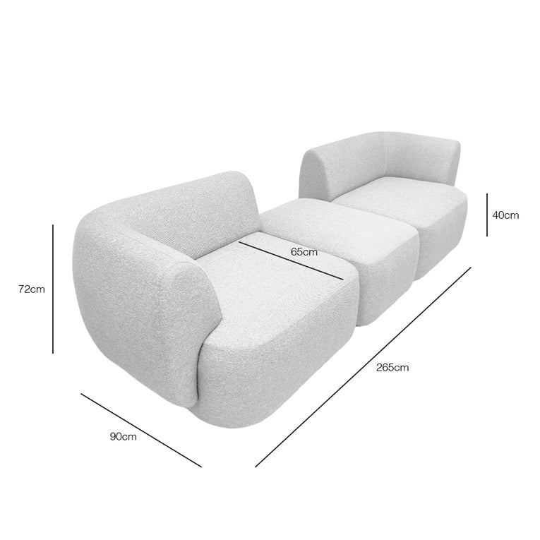Pebble 4 Seater Sectional Sofa With Ottoman - EcoClean