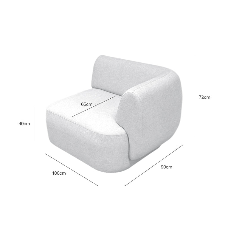 Pebble Right-Arm Sectional Chair - EcoClean