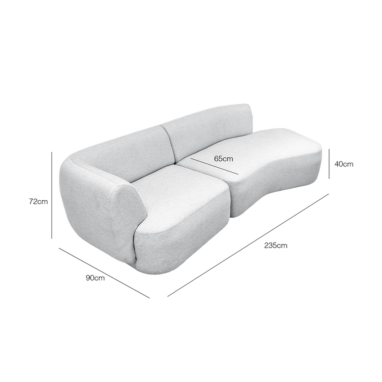 Pebble 3 Seater Chaise Sectional Sofa-EcoClean