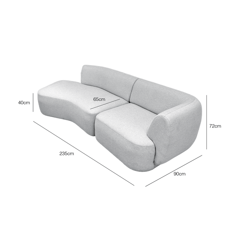 Pebble 3 Seater Chaise Sectional Sofa-EcoClean