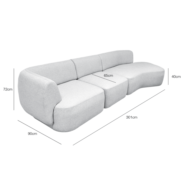 Pebble 4 Seater Chaise Sectional Sofa - EcoClean