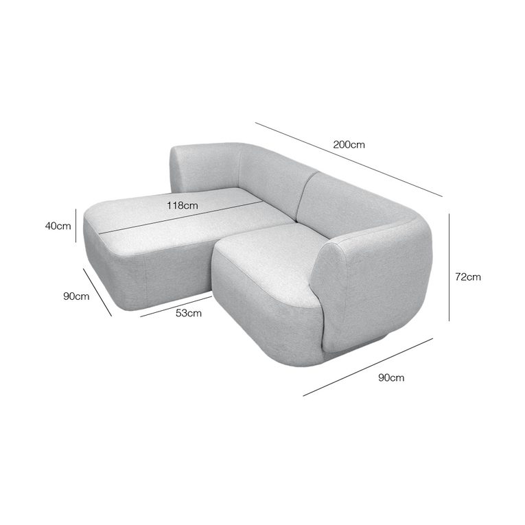 Pebble 3 Seater L-Shape Sectional Sofa - EcoClean