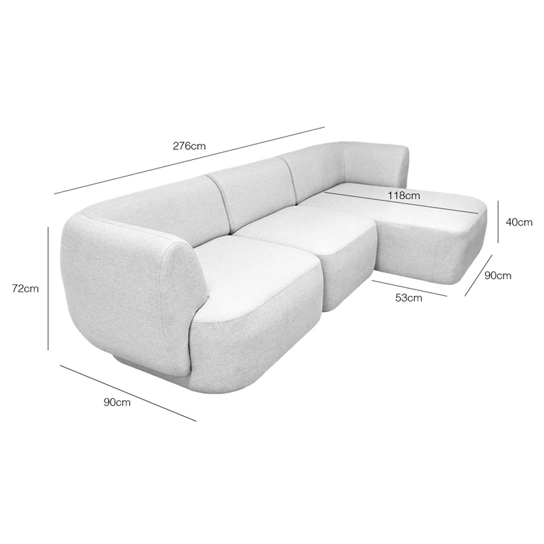 Pebble 4 Seater L-Shape Sectional Sofa - EcoClean