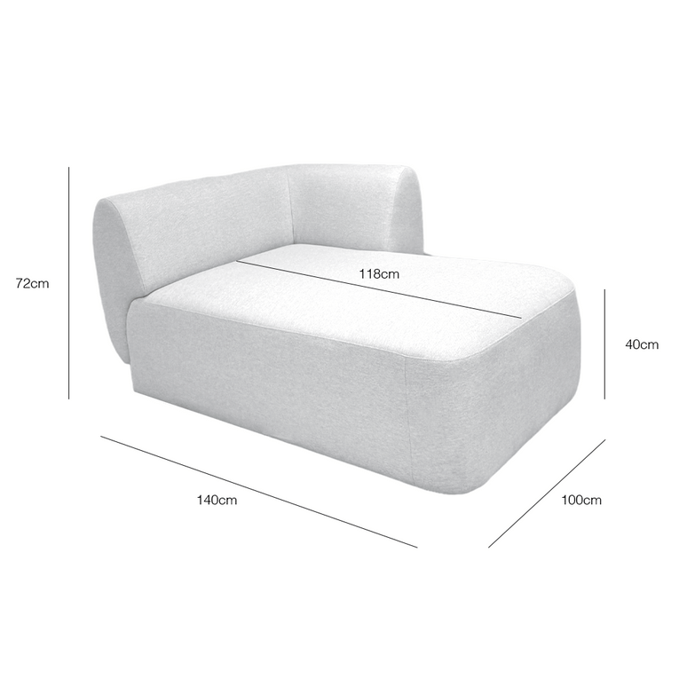 Pebble Right-Arm Chaise Sectional Chair - EcoClean